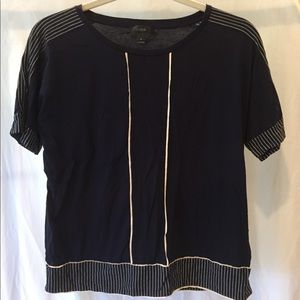 JCrew Navy and White Tee